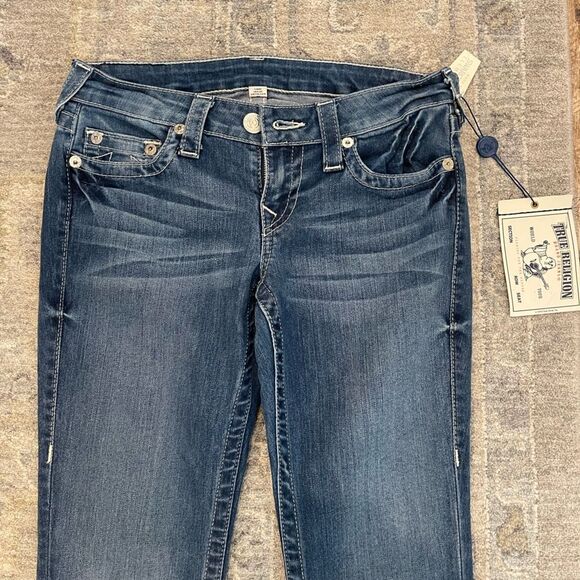 NEW True Religion Women's Blue Wash Bejeweled stone Pocket Jeans skinny crystal - Picture 4 of 7